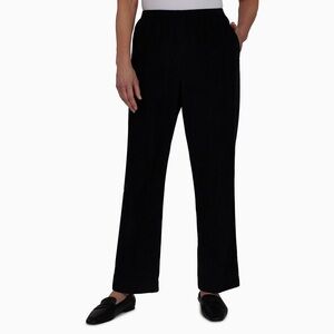 Alfred Dunner Black Corduroy Straight Leg Pants With Elastic Waist